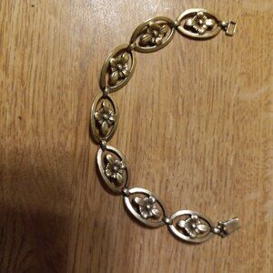 VINTAGE SIGN Symmetalic Sterling Silver + 14K Gold Floral Bracelet